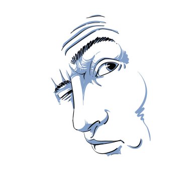 Tek renkli çizilmiş yüz özellikleri ve duygusal ifadeler