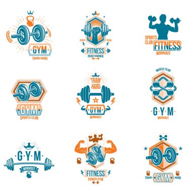 Çapraz uyum ve fitness Tema amblem seti