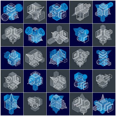 Basit geometrik şekiller ile soyut rakamlar kümesi