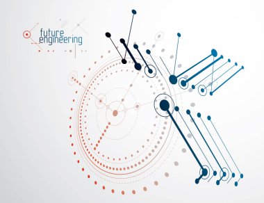 Teknolojik duvar kağıdı altıgenler, daireler ve çizgiler ile yapılmış mühendislik