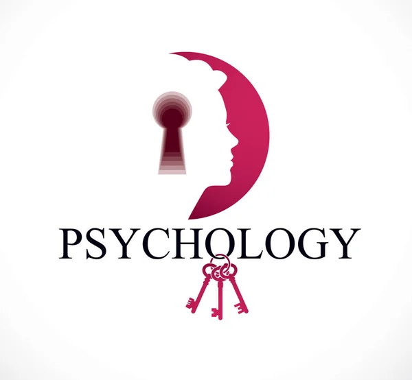 Pszichológia Mentális Egészség Fogalmát Fej Profilját Kulcslyuk — Stock Vector