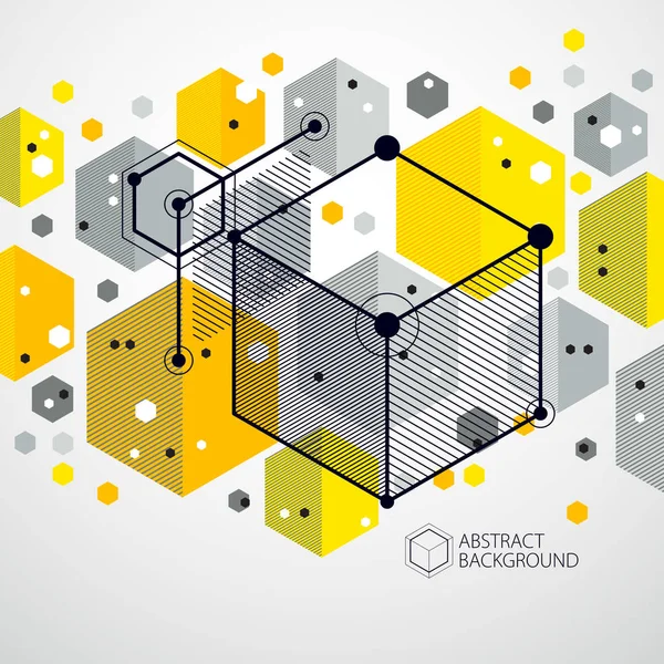 Composição Geométrica Abstrata Cubos Hexágonos Quadrados Retângulos — Vetor de Stock