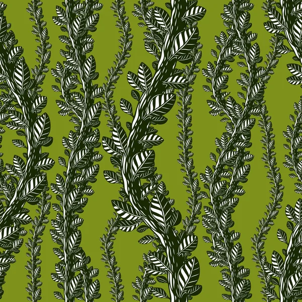 无缝花纹用树枝和树叶 — 图库矢量图片