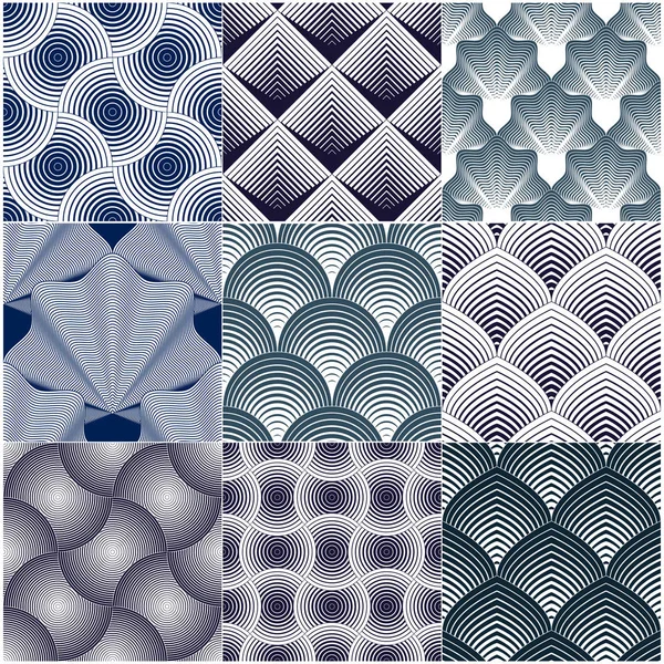 Conjunto Patrones Geométricos Sin Costura Colección Fondos Azulejos Abstractos — Archivo Imágenes Vectoriales