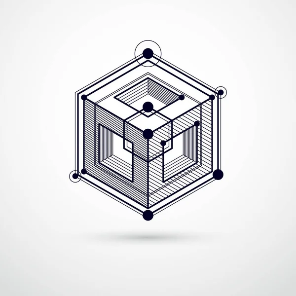 Composizione Geometrica Astratta Cubi Esagoni Quadrati Rettangoli — Vettoriale Stock