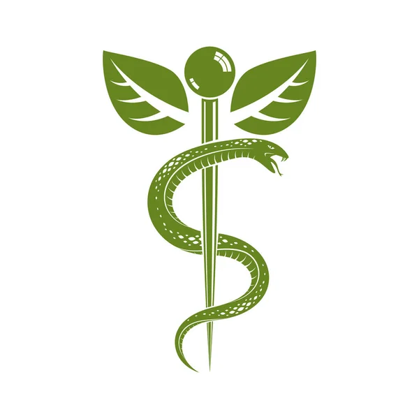 Caduceus Symbol Gezondheidszorg Conceptuele Creatieve Embleem — Stockvector