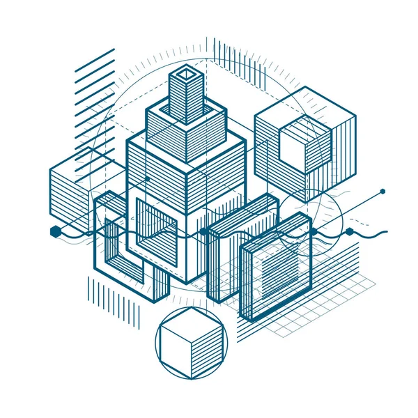 Líneas Isométricas Abstractas Formas Fondo — Vector de stock