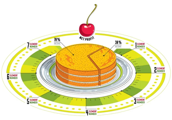 Kreative Infografik Elemente Stück Tortenidee — Stockvektor