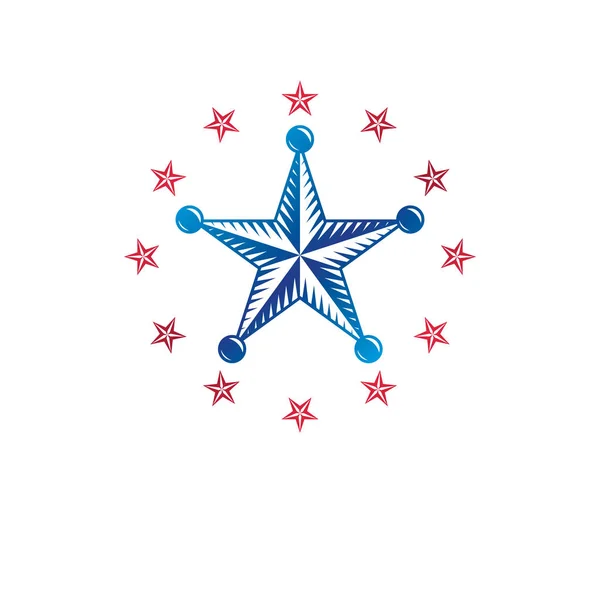 Emblema Estrela Militar Isolado Fundo Branco —  Vetores de Stock