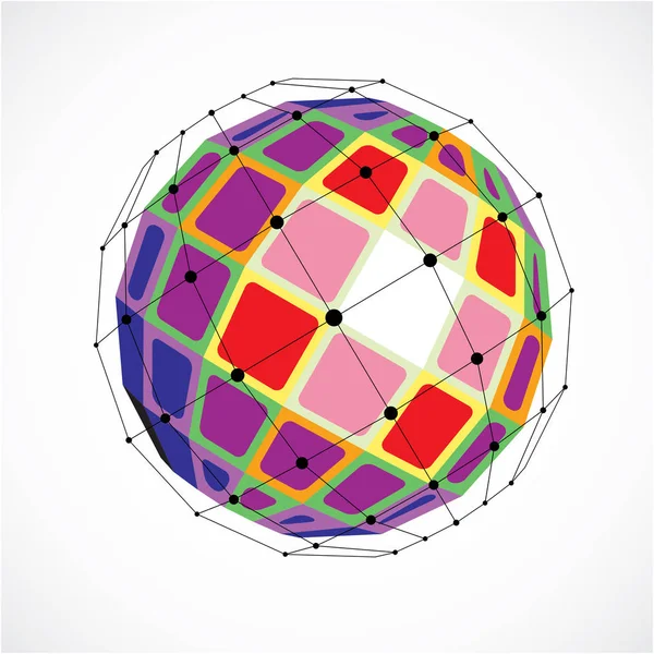 Oggetto Wireframe Digitale Suddiviso Diverse Particelle Rifrazioni — Vettoriale Stock