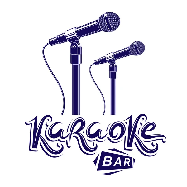 Karaoke Bar Skriftligen Stage Mikrofon Utrustning — Stock vektor