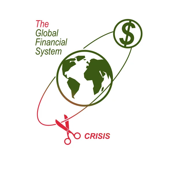 Krise Des Globalen Finanzsystems Konzeptionelles Logo — Stockvektor