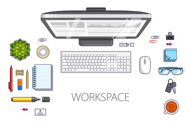 Office çalışan veya girişimci Danışma işyerinde dizüstü bilgisayar ve çeşitli ileti örneği nesnelerle çalışmak için metin kopyalama yeri olan.