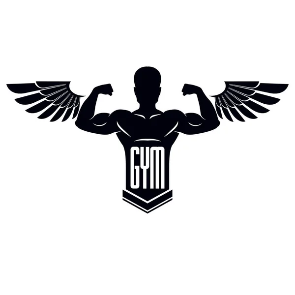 Modèle Logo Gymnase Fitness Isolé Sur Fond Blanc — Image vectorielle