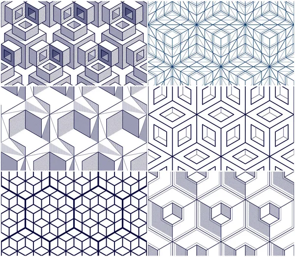 Геометрические Кубики Абстрактные Бесшовные Узоры — стоковый вектор