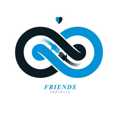 Ebedi dostluk, sonsuza dek arkadaş, beyaz izole yaratıcı vektör simgesi.