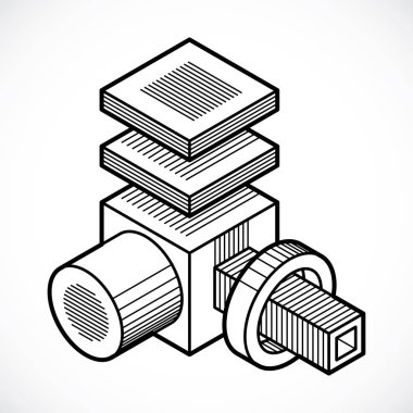 Soyut vektör geometrik formu, 3d şekil.