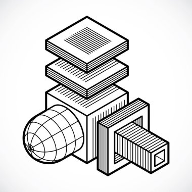 3D tasarım, soyut vektör küp şekli.