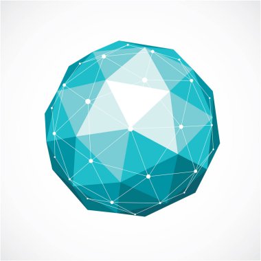 üçgen esaslarını kullanarak yapılan 3d vektör dijital tel kafes küresel nesne. Satırları mesh ile oluşturduğunuz geometrik poligonal yapısı. Web tasarımında kullanılacak düşük poli şekli, yeşil kafes form.
