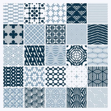 Vektör grafik vintage dokular kareler, edikula ve diğer geometrik şekiller ile yaratılmıştır. Tek renkli kesintisiz koleksiyonu en iyi kullanılmak üzere Tekstil tasarım desenleri.