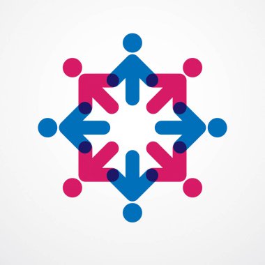 Takım çalışması iş birliği ve işbirliği basit geometrik elementlerle yaratıldı. Vektör simgesi ya da logo. Arkadaşlık rüya takımı, birleşik mürettebat renkli tasarım..