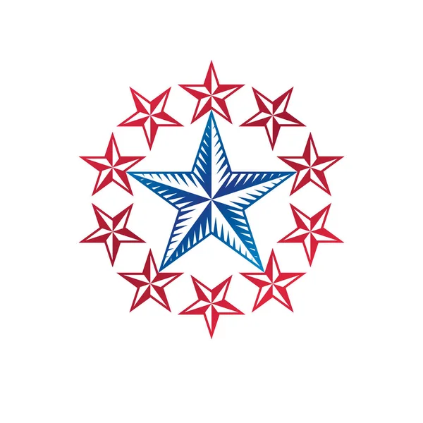 Uraltes Fünfeckiges Sternenemblem Das Beste Heraldisches Vektor Designelement Premium Symbol — Stockvektor