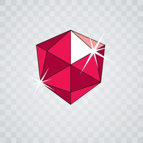 Vector Glanzend Rood Robijn Symbool Luxe Diamanten Icoon Illustratie — Stockvector
