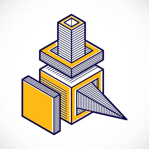 Abstrakte Isometrische Konstruktion Vektor Polygonale Form — Stockvektor