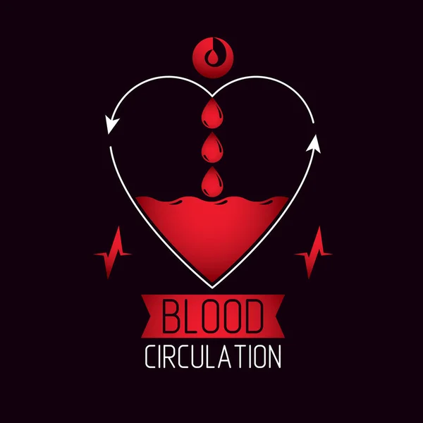Vectorillustratie Van Hart Vorm Vol Bloed Samengesteld Met Pijlen Cardiovasculaire — Stockvector