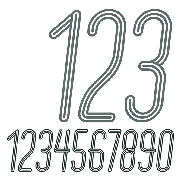 Vector Trendy Numbers Collection Retro Italic Condensed Numerals Best Use — Stock Vector