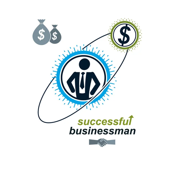 成功商业创意 Logo 白色背景上孤立的矢量概念符号 特殊和独特的标志 — 图库矢量图片