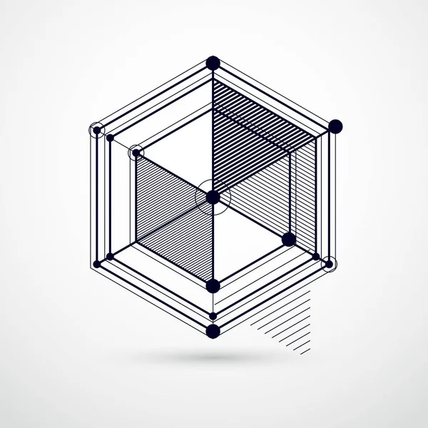 趋势几何矢量图案 纹理抽象立方体网状黑白背景 用于图形和网页设计的技术计划 摘要工程草案 — 图库矢量图片