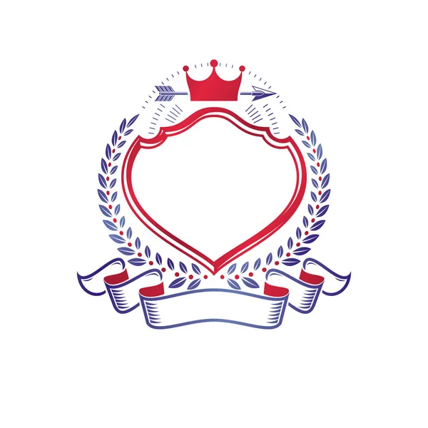 Grafisk Emblem Består Med Majestätiska Crown Och Lance Heraldiska Vapen — Stock vektor