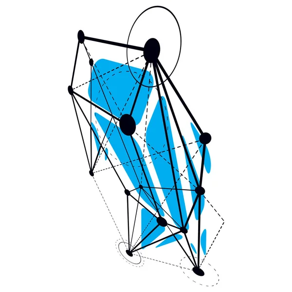 Objet Filaire Géométrique Abstrait Illustration Vectorielle Technologie Numérique — Image vectorielle