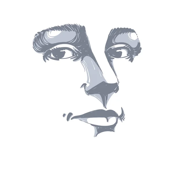 投标梦幻还是女人 黑色和白色矢量绘制的肖像 情感表达理念形象 人脸特征 单色插图 — 图库矢量图片