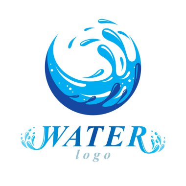Saf su vektör spa ve resort organizasyonlarda iş amblemi olarak kullanmak için soyut işareti. Bir arada bulunma kavramı, insan ve doğa.