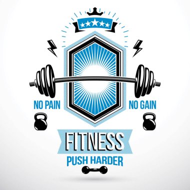 Egzersiz Oda vektör simgesi, su ısıtıcısı çan ve halter spor donanımları kullanarak oluşan halter halter.