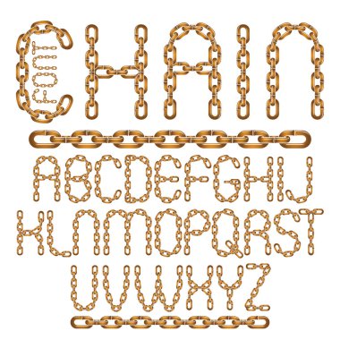 Vektör yazı tipi, trendy patlama poster oluşturulmasında kullanılabilir. Krom zincir, bağlantı kullanılarak oluşturulan sermaye dekoratif harfler.