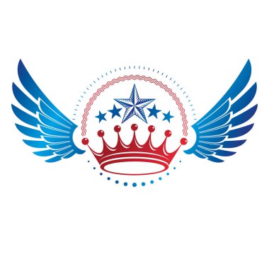 Kraliyet Taç amblemi. Heraldic Coat of Arms dekoratif logosu izole edilmiş vektör çizimi. Beyaz arkaplanda eski tarzda antik logotype.