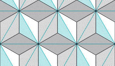 Geometrik 3d çizgileri soyut, dikişsiz desen, vektör arkaplan. Teknoloji stili mühendislik çizgisi sonsuz çizimler yapıyor. Kumaş, duvar kağıdı, ambalaj, ağ ve baskı için kullanılabilir.