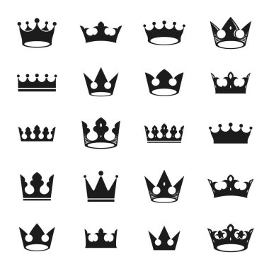 Kraliyet kron eski amblem öğeleri ayarlayın. Hanedan vektör tasarım öğeleri koleksiyonu. Retro tarzı etiket, Hanedanlık armaları logosu.