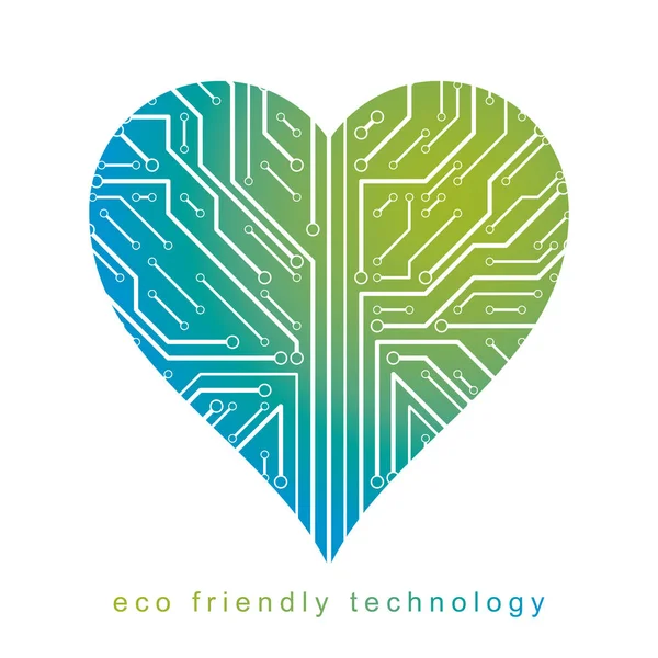 Futuristic Heart Shape Vector Illustration New Technology Renewable Alternative Energy — Stock Vector