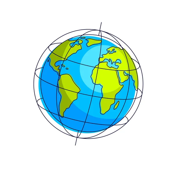 Планета Земля Векторні Ілюстрації Ізольовані Білий Фон Америці Африці Європі — стоковий вектор