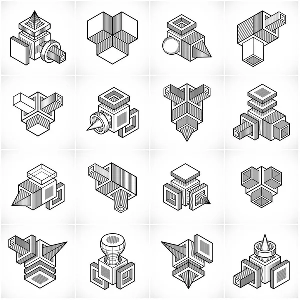 Ensemble Formes Vectorielles Abstraites Isométriques — Image vectorielle