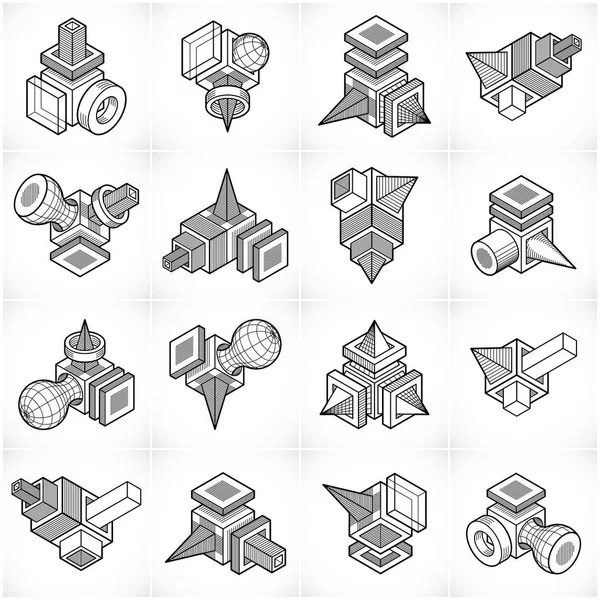Ingénierie Forme Abstraite Vecteurs Ensemble — Image vectorielle