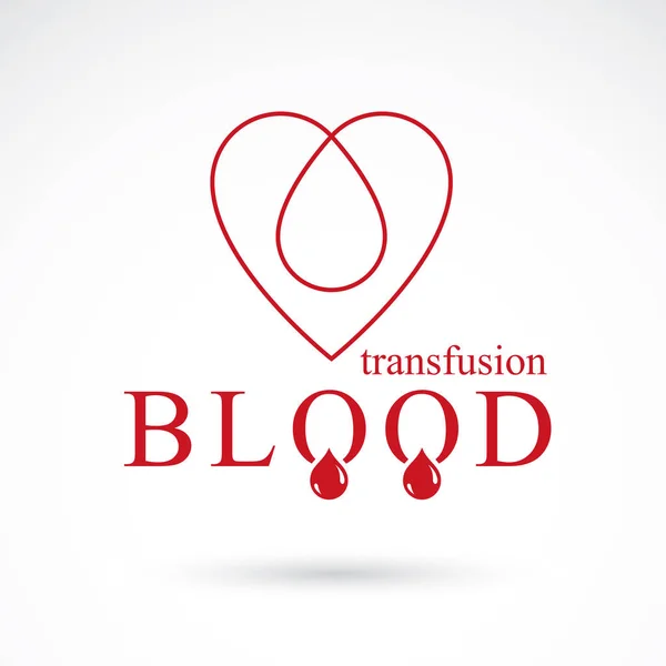 Ilustración Vectorial Forma Corazón Concepto Transfusión Sangre Caridad Logotipo Conceptual — Vector de stock