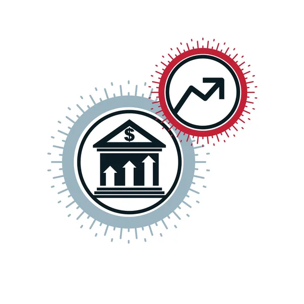 银行与金融概念标志 独特的矢量符号 银行体系 全球金融体系 货币流通 — 图库矢量图片