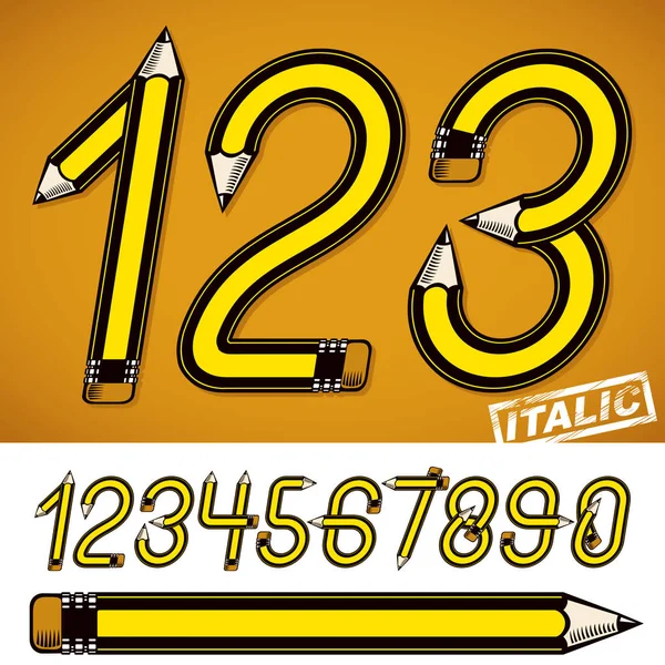 School Theme Pencils Design Numbers Best Use Logotype Design Drawing — Stock Vector