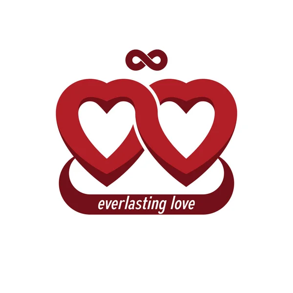 Sonsuz Aşk Kavramı Sonsuz Döngü Işareti Kalp Ile Oluşturulmuş Vektör — Stok Vektör