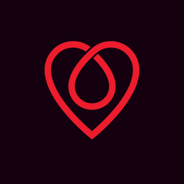 Kırmızı Kalp Şekli Vektör Çizim Kan Damlaları Ile Oluşur Tıbbi — Stok Vektör